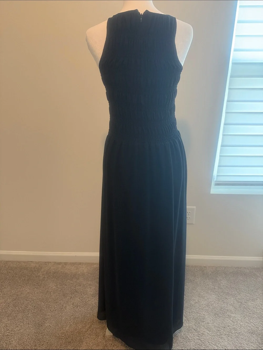 Michael Kors Black Sleeveless Maxi Dress with Shirred Bodice